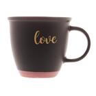 Caneca Wolff Love De Cerâmica Preto Matt Rosa 350ml