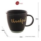 Caneca Wolff Thankful De Cerâmica Preto Matt Azul 350ml