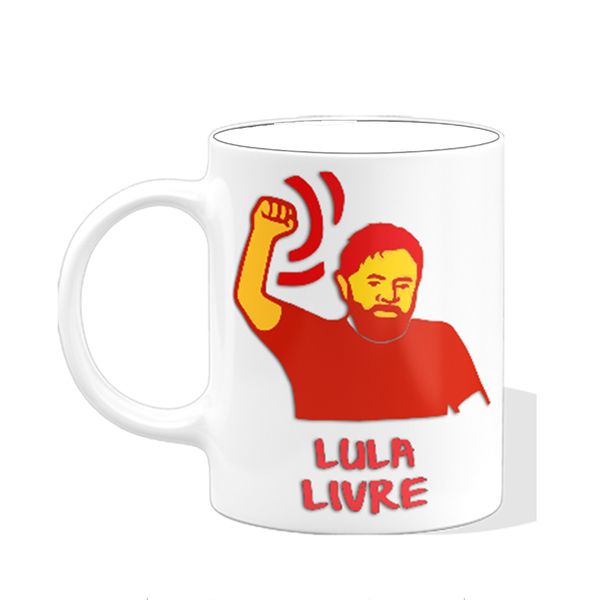 Caneca Xícara Café Presidente Lula Livre Branca 325ml Luiz