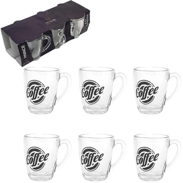 Caneca Xícara Vidro Capuccino Café Jogo 6 Peças 90ml