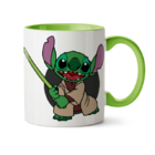 Caneca Yoda E Stitch Jedi Interior E Alça Verde Claro