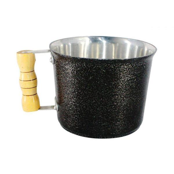 Canecão De Alumínio Fundido Craqueado Cabo Madeira 1 Litro