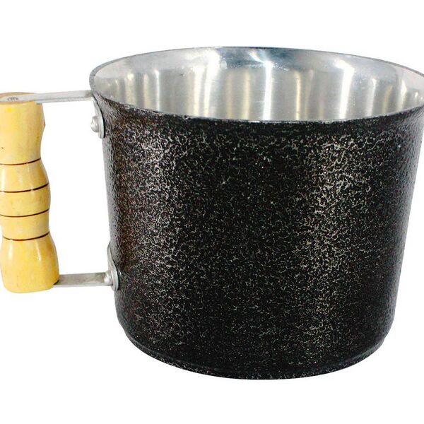 Canecão De Alumínio Fundido Craqueado Cabo Madeira 2 Preto Li