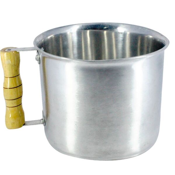 Canecão De Alumínio Fundido Polido Cabo Madeira 1 Litro
