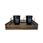 Canecas (2) Preta Cerveja Aluminio 600ml C Bandeja Churrasco