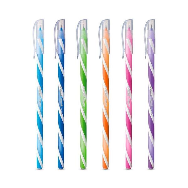 Caneta Esferográfica Bazze Wave, Ponta 1.0, Colorida, 24 Unid