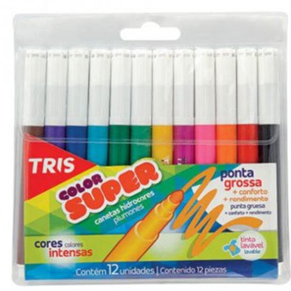 Caneta Hidrocor Tris Summit Color Super Com 12 Cores