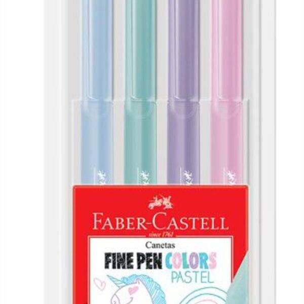 Caneta Hidrográfica Fine Pen 0 4mm 4 Cores Tom Pastel Faber Castell | Leroy  Merlin