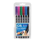 Caneta Pincel Aquarelável Dual Brush Pen Ponta Dupla 6 Cores