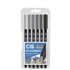 Caneta Pincel Aquarelável Dual Brush Pen Ponta Dupla 6 Cores