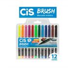 Caneta Pincel Aquarelável Marcador Artístico Brush 12 Cores C