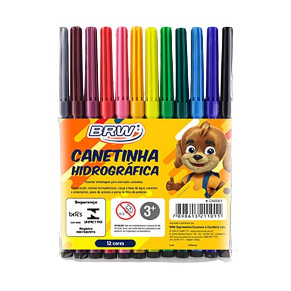 Canetinha Hidrográfica Brw Embalagem Com 12 Cores Ca8001