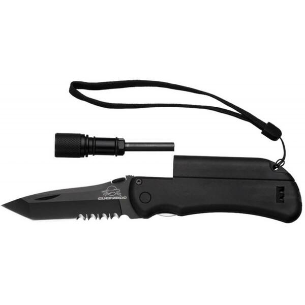 Canivete De Sobrevivência Apito Pederneira E Lanterna Guepard