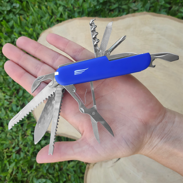 Canivete Multiuso Zeus Nautika Aço Inox 420 Com 15 Funções Azul