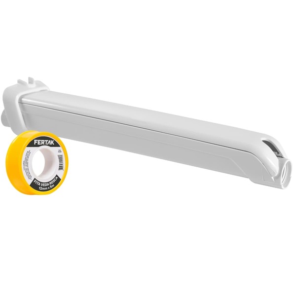 Cano Tudo Braço Para Chuveiro 30cm Branco + Fita Veda Rosca