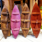 Canoa Indígena Madeira Lei com Remo 35cm - Amazônia - Marrom