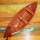 Canoa Indígena Madeira Lei Com Remo 35cm - Amazônia - Vermelho