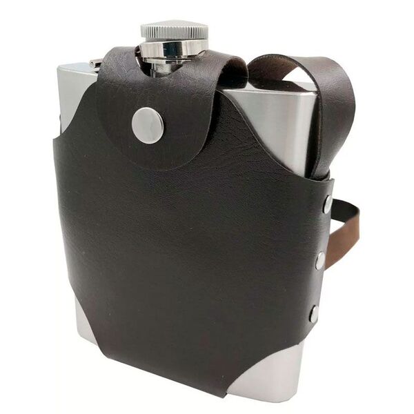 Cantil Porta Bebida Whiskeira Com Bolsa Inox Whisky Vodka Rum