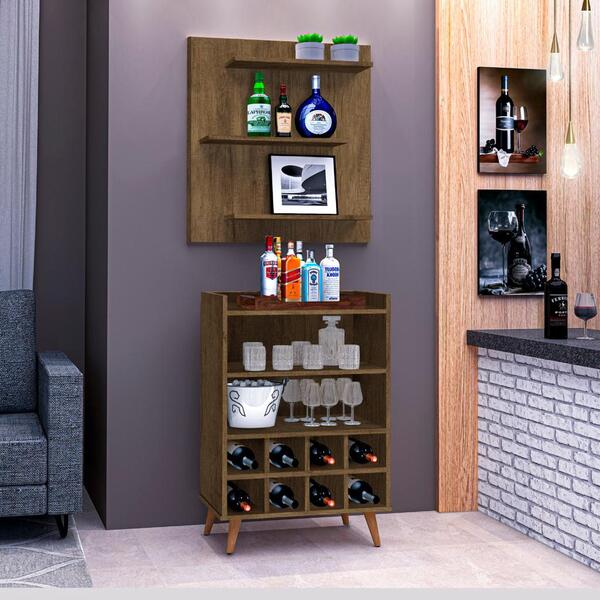 Cantinho Bar Paris1 Aparador Buffet E 1 Painel 3 Prateleiras