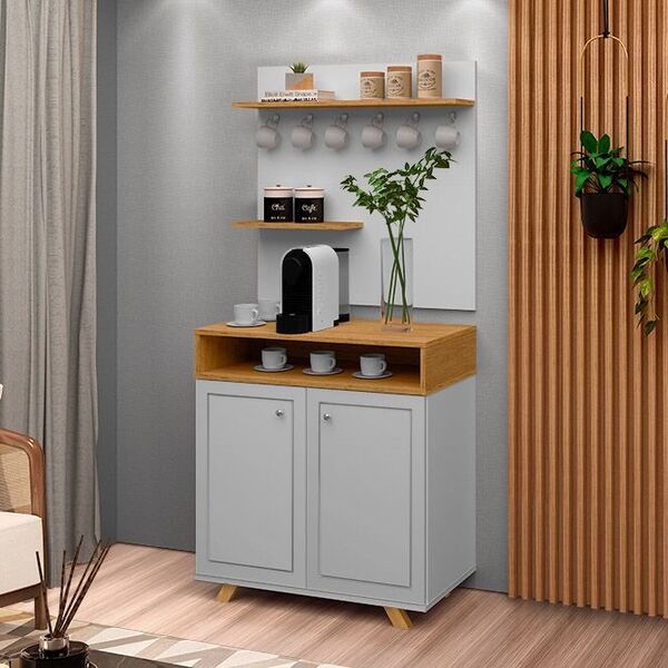 Cantinho Do Café 2 Portas Star Cinza Com Freijó - Rede Móveis