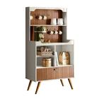 Cantinho Do Café Aparador Off White Perolizado Marrom Ripado