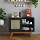 Cantinho Do Café Baixo Rattan Preto Ofertamo Móveis