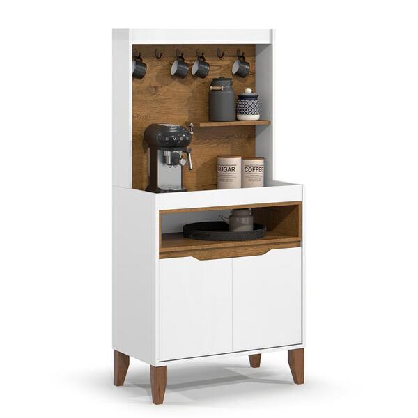 Cantinho Do Café Flow Com 2 Portas E Pés De Madeira Maciça