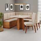 Canto Alemão com Baú Syrah com tampo de Vidro com 2 Cadeiras