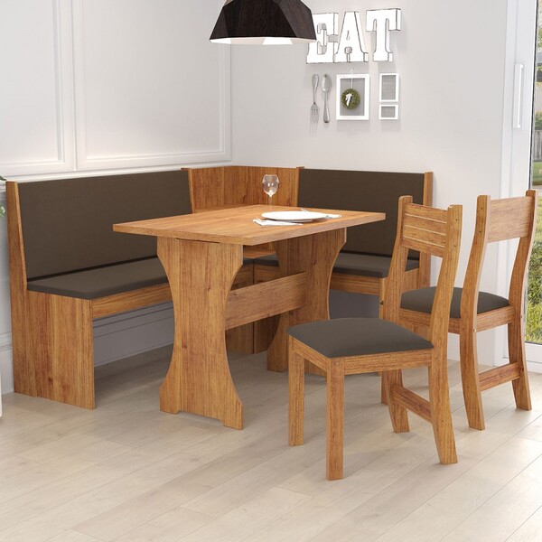 Canto Alemão Romeo 6 Lugares Mel/fume - Viero Móveis