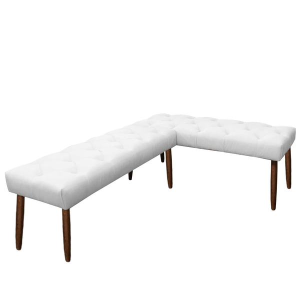 Canto Alemão Suede Branco Assento 1 20x0 75 - Dominic Decor