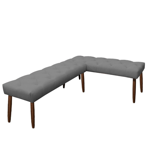 Canto Alemão Suede Cinza Assento 1 20x0 75 - Dominic Decor