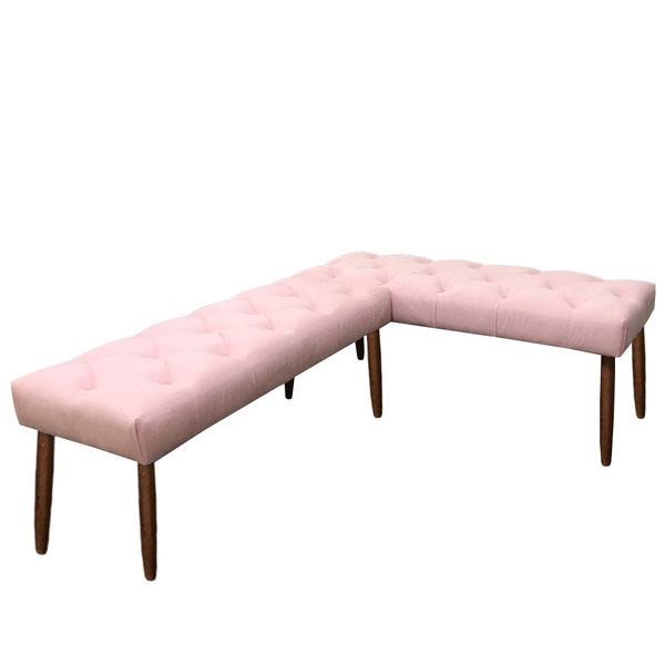 Canto Alemão Suede Rosa Bebe Assento 1 20x0 75 - Dominic Decor