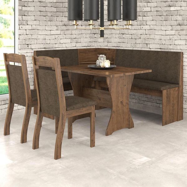 Canto Alemão Tango Sala De Jantar 2 Cadeiras Dover/chocolate