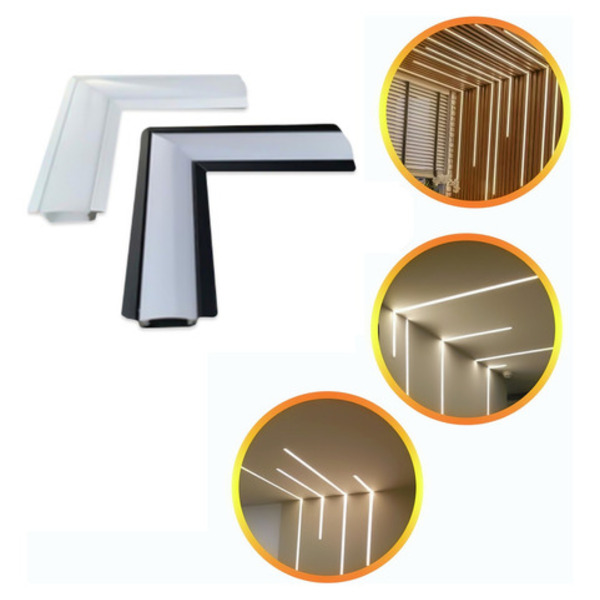 Cantoneira Junção Emenda L Perfil Led Embutir 45° 90° 24x7mm