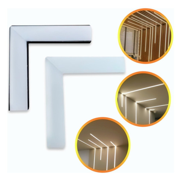 Cantoneira Junção Emenda L Perfil Led Sobrepor 17x7mm 45° 90°