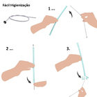 Canudo De Silicone Dobrável Reutilizável Ecológico C/ Case -