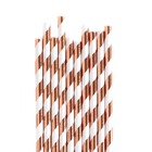 Canudo Papel Listrado Cobreado 20 Cm X 6 Mm Com 15 Unidades