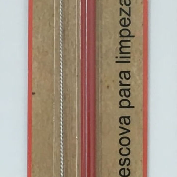 Canudo Vermelho Em Inox Com Escova 20cm Milk Home