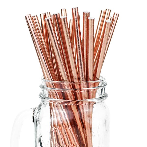 Canudos De Papel Cor Cobre Rose Ecológico Pct Com 20 Un