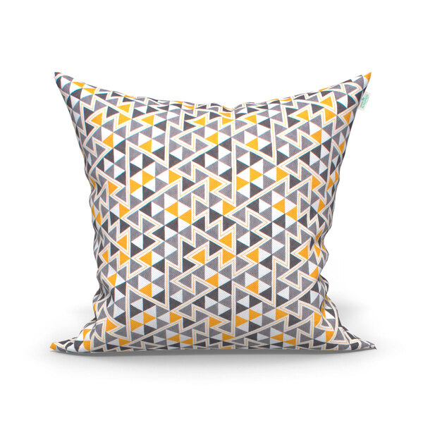 Capa Almofada Amarela Geométrica Grande Tecido Jacquard 60cm