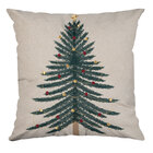 Capa Almofada Aveludada Bordada Árvore De Natal 43x43cm