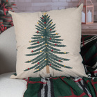 Capa Almofada Aveludada Bordada Árvore De Natal 43x43cm