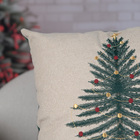 Capa Almofada Aveludada Bordada Árvore De Natal 43x43cm