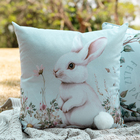 Capa Almofada Aveludada Páscoa Coelho Branco C/ Pompom 43x43cm