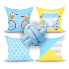 Capa Almofada Azul Bebê Para Quarto Decorativa 4 Unidades + A