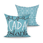 Capa Almofada Azul Viva Cada Instante Kit Com 2 Unidades 45cm
