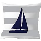 Capa Almofada Barco À Vela Azul Marítima Decorativo 50x50cm