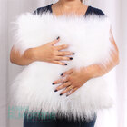 Capa Almofada Branca De Pêlo Alto Longo 45cm X 45cm Com Zíper