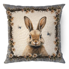 Capa Almofada Coelho Páscoa - Rústica C/ Xadrez Azul 43x43cm