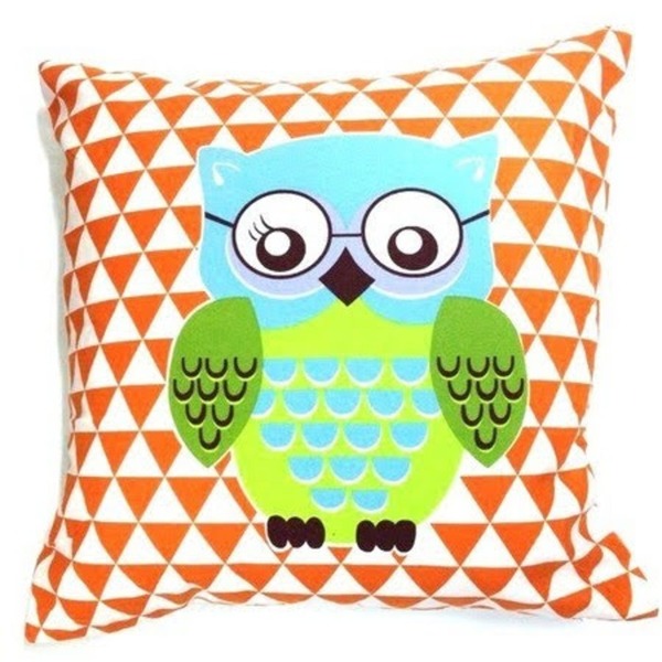 Capa Almofada Corujinha 44x44  - Laranja